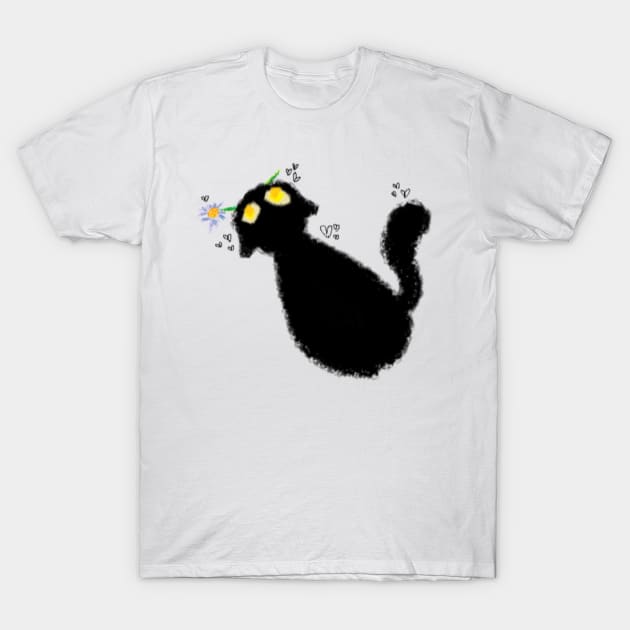 Flower Giving Cat MS paint T-Shirt by Bingust